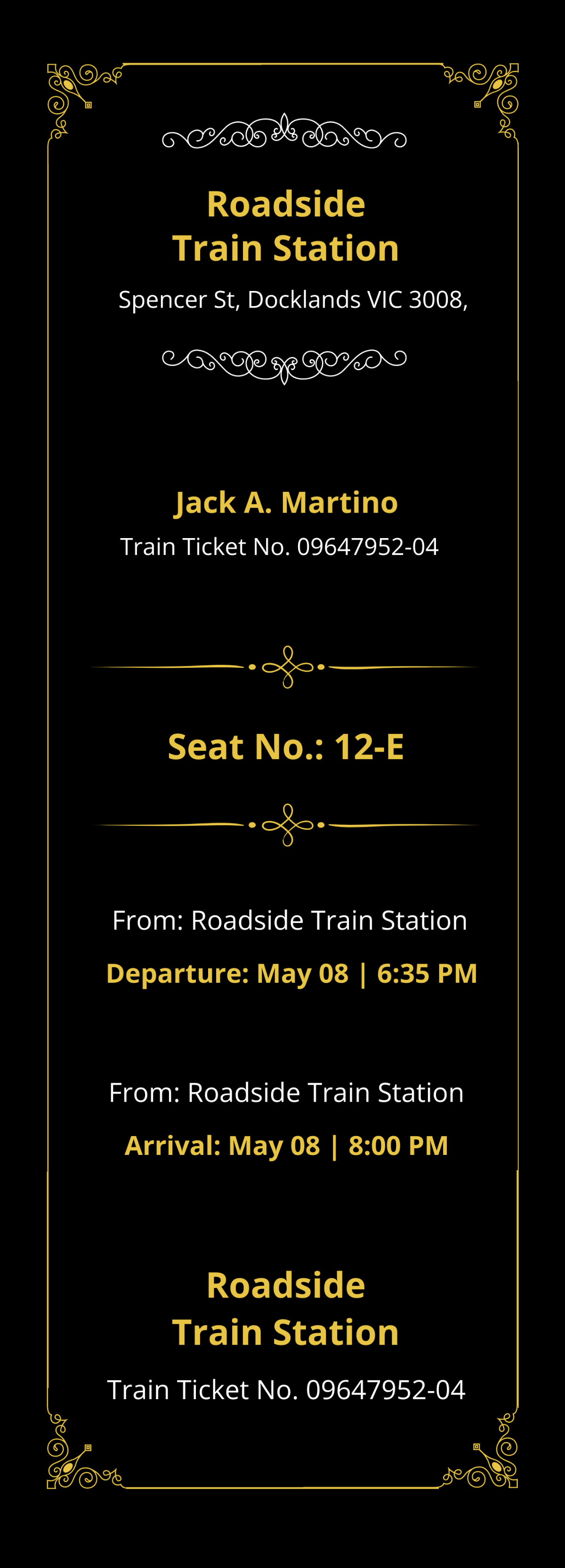 Elegant Train Ticket Template