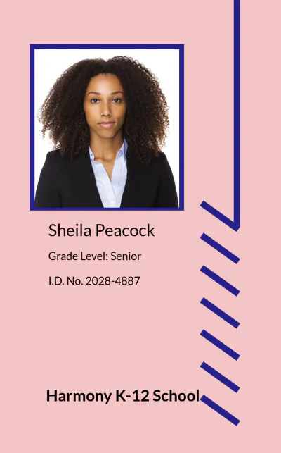 Free K12 School ID Card Template to Edit Online