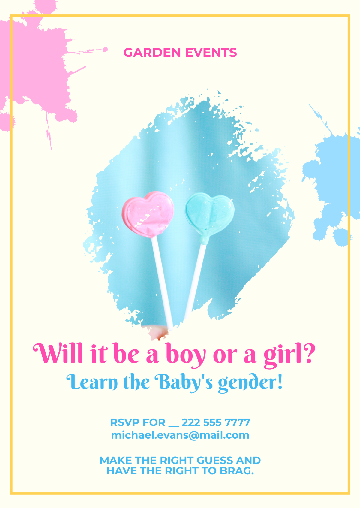 Gender Reveal Invitation Flyer Template - Edit Online & Download