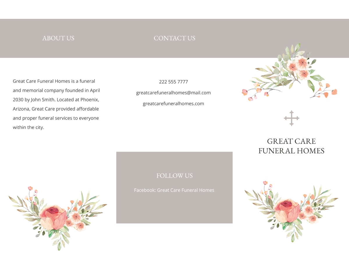 Blank Life Celebration Funeral Tri-Fold Brochure Template - Edit Online & Download