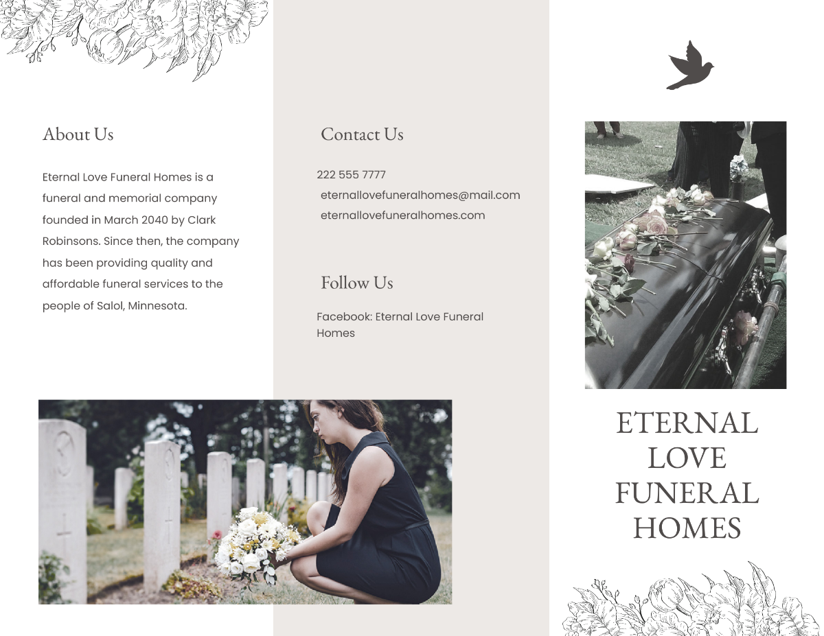 Ceremony Cremation Funeral Tri-Fold Brochure Template - Edit Online & Download