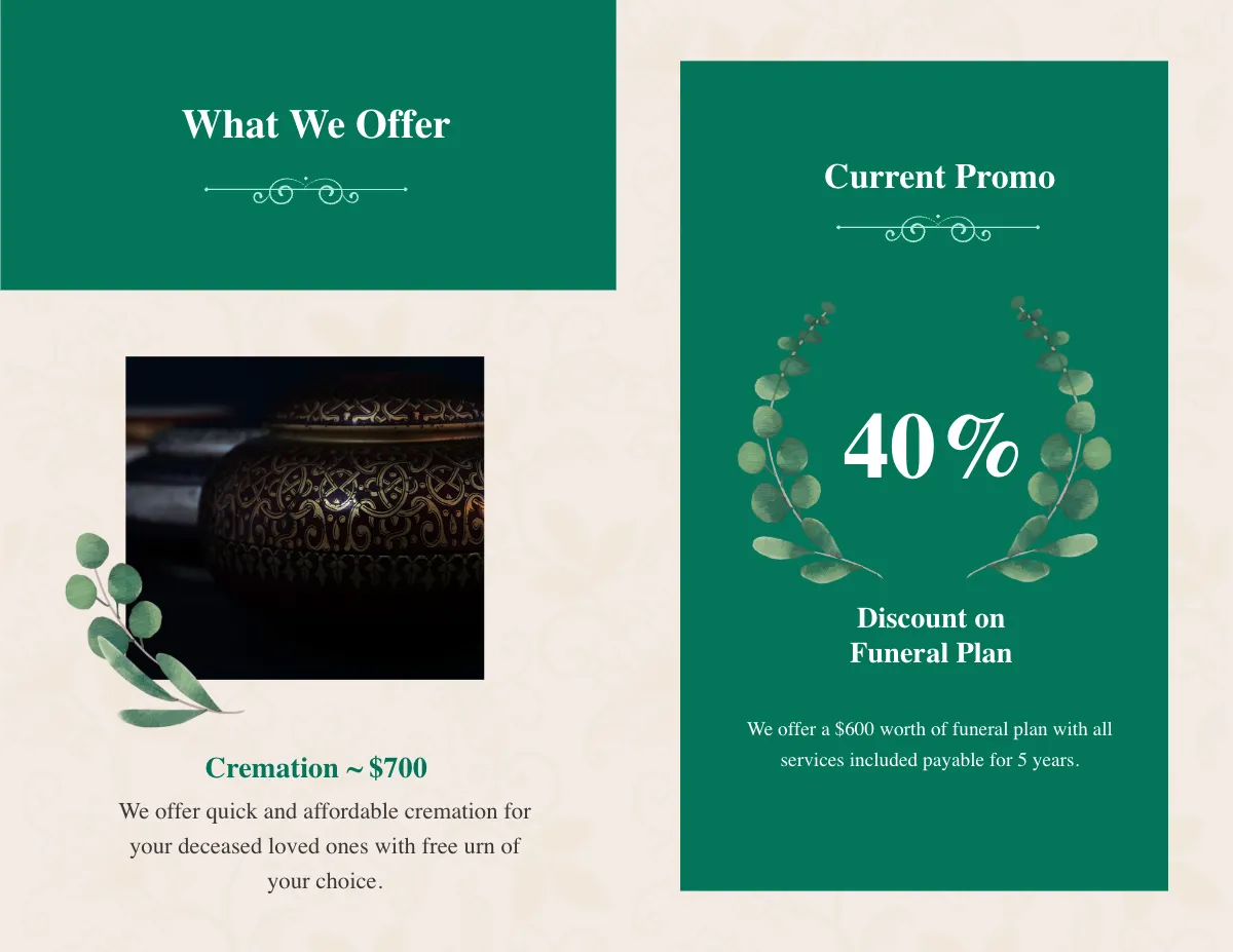 Free Booklet Funeral Obituary Brochure Template to Edit Online