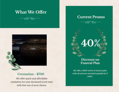 Free Booklet Funeral Obituary Brochure Template to Edit Online