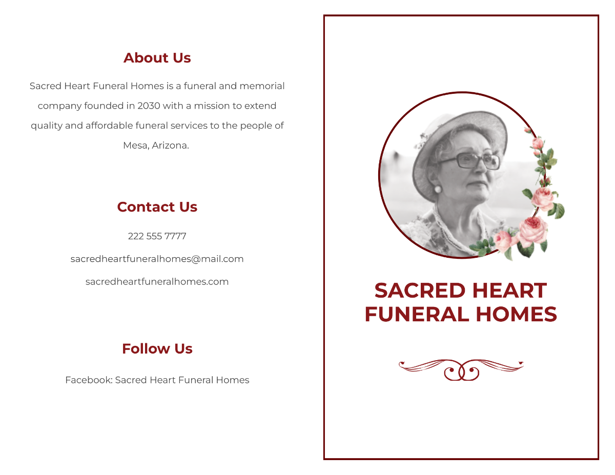 Church Eulogy Funeral Bi-Fold Brochure Template