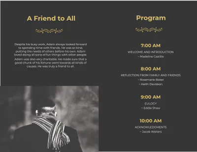 Free Jewish Eulogy Funeral Bi-Fold Brochure Template to Edit Online