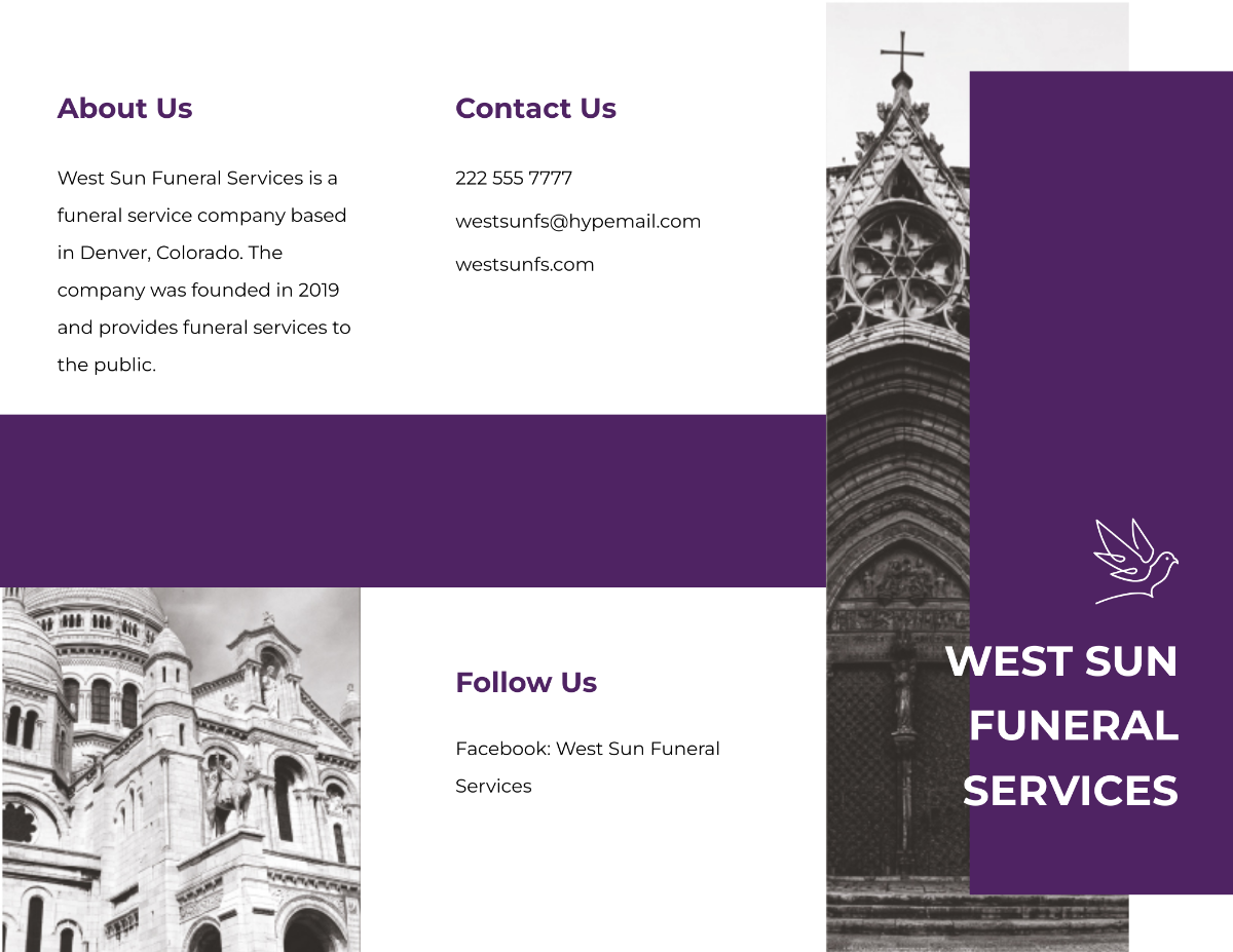 Church Funeral Service Tri-Fold Brochure Template