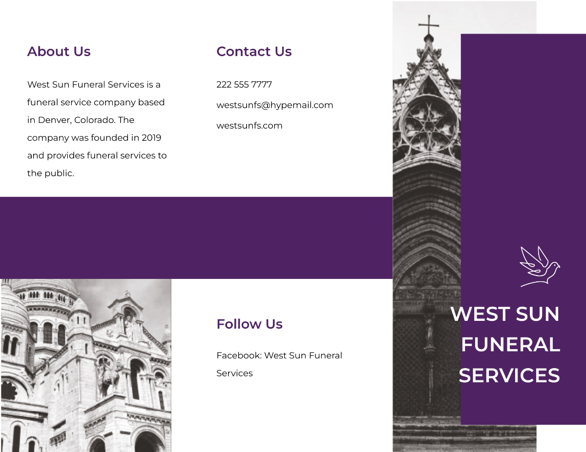 Church Funeral Service Tri-Fold Brochure Template