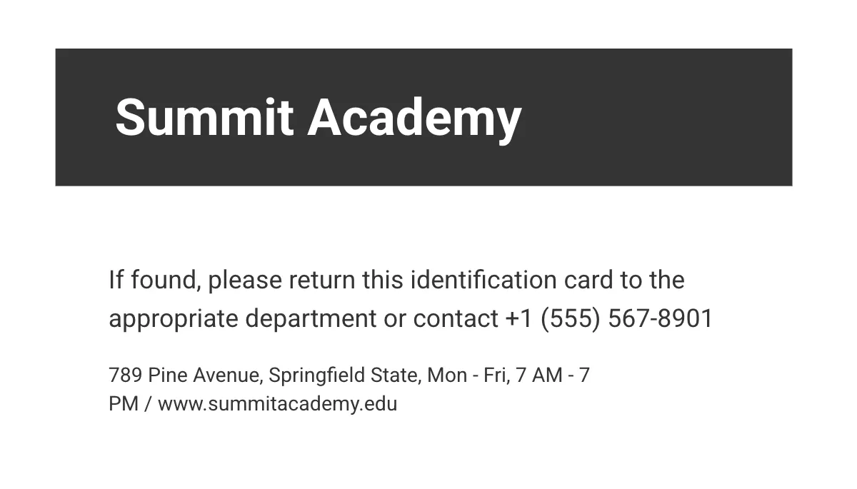 Free Training College ID Card Template to Edit Online