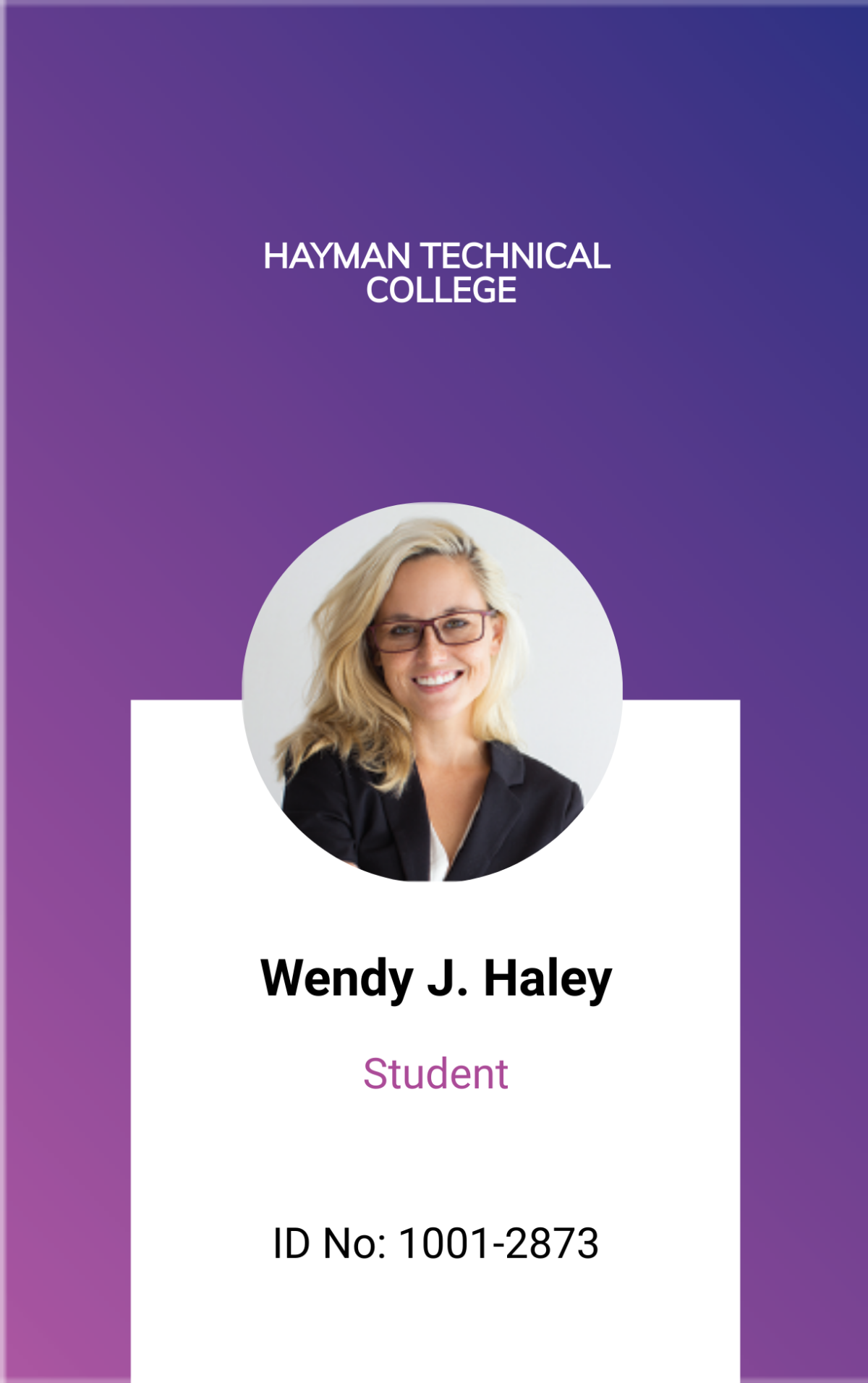 Vocational College ID Card Template