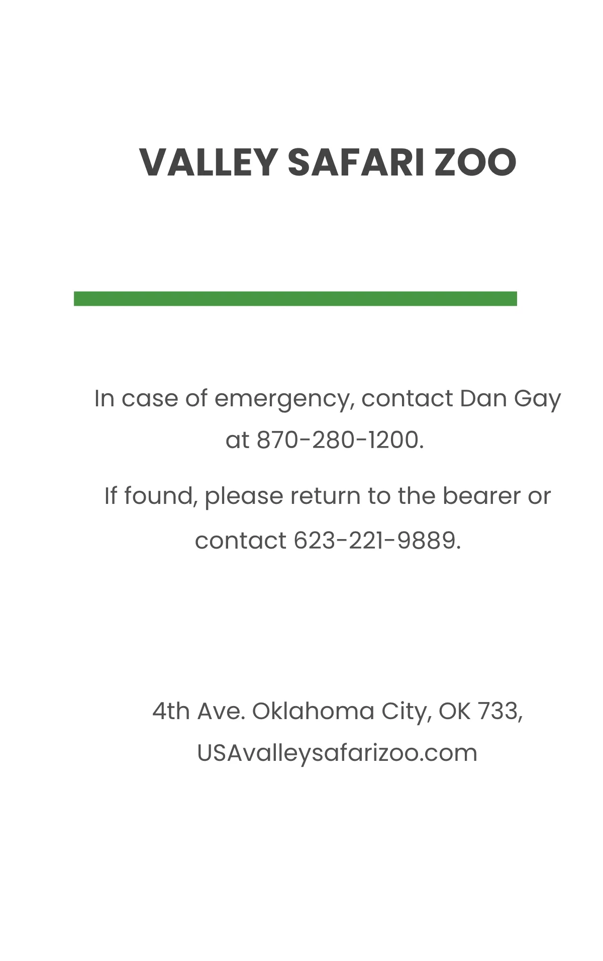 Free Zoo ID Card Template to Edit Online