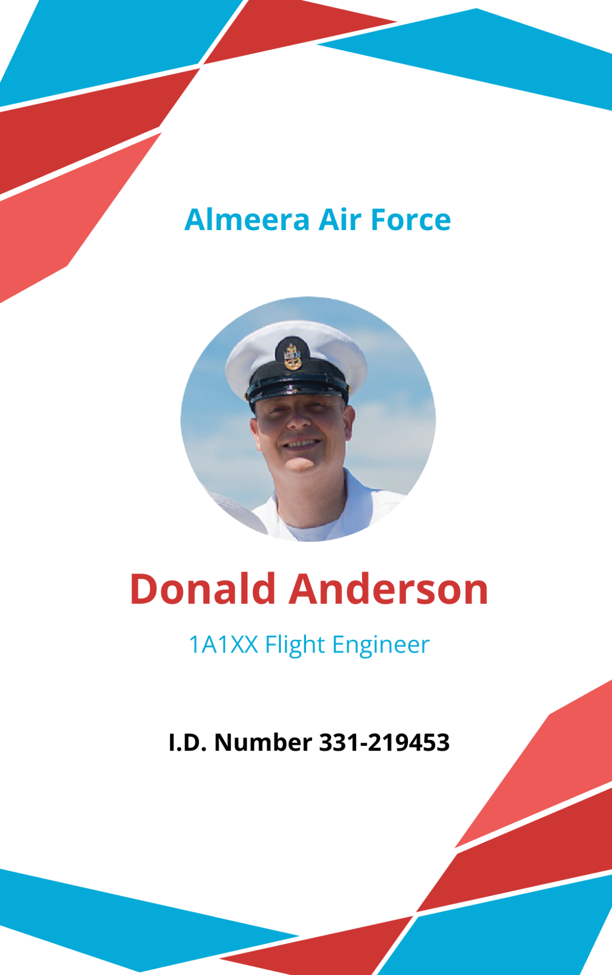 Airforce ID Card Template - Edit Online & Download