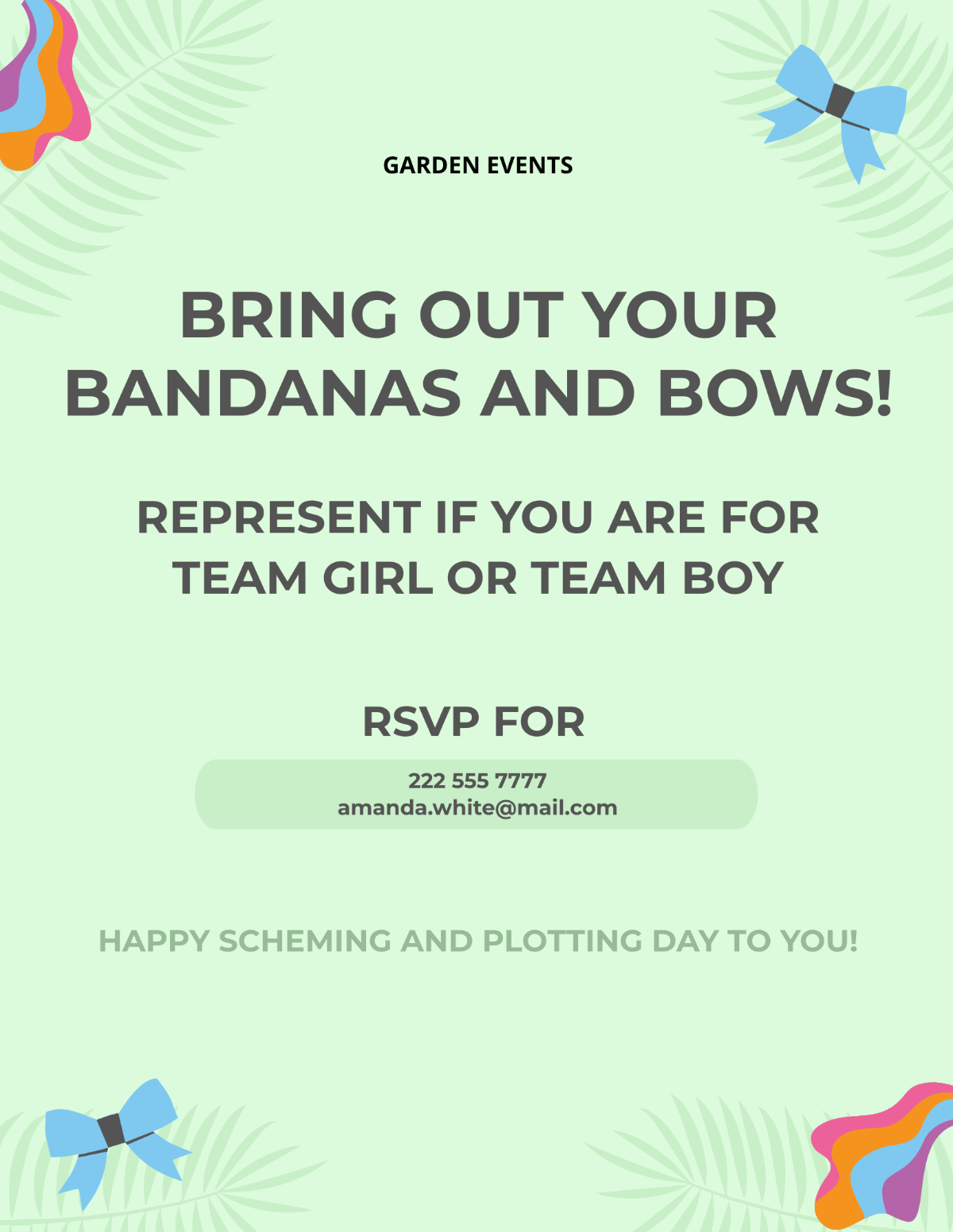 Bandanas And Bows Gender Reveal Flyer Template - Edit Online & Download