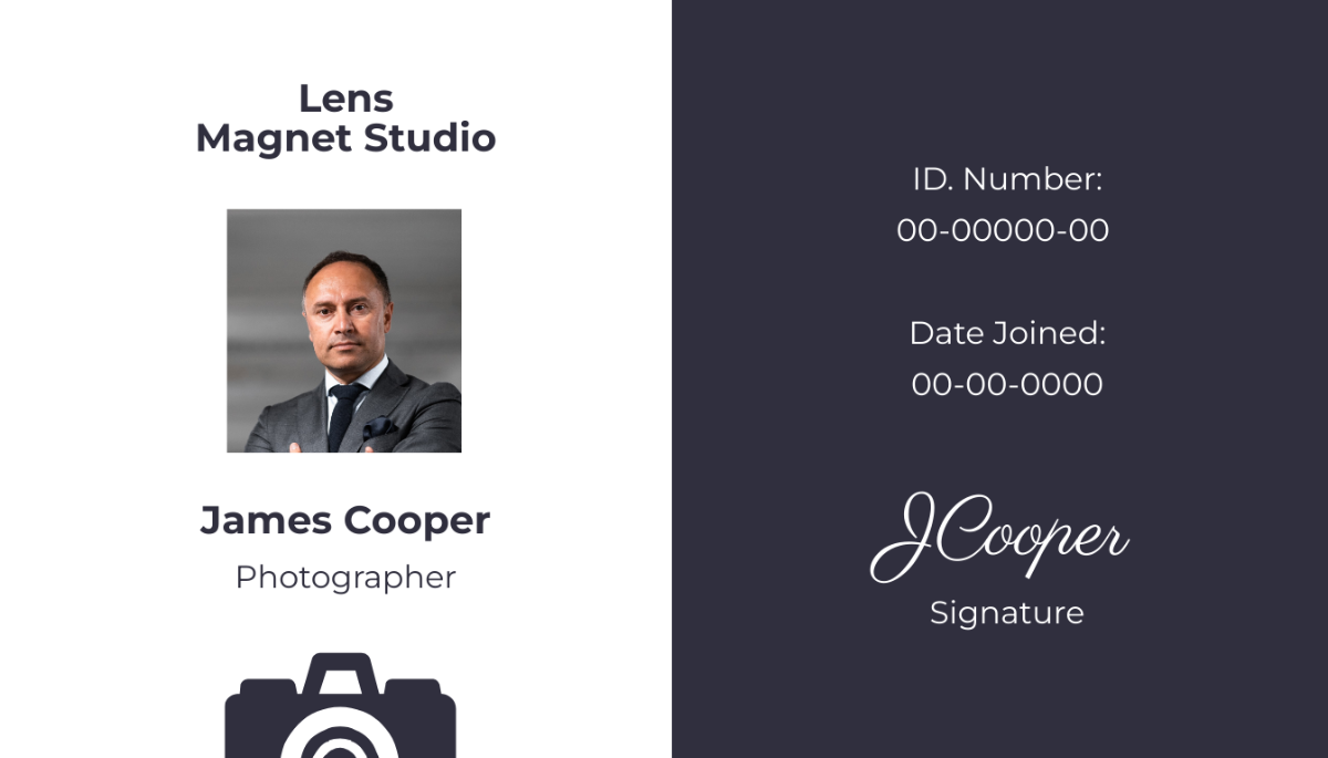 Blank Photographer ID Card
