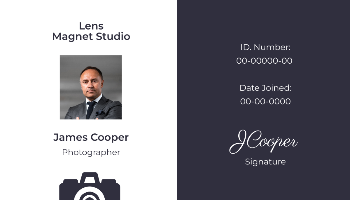 Blank Photographer ID Card Template