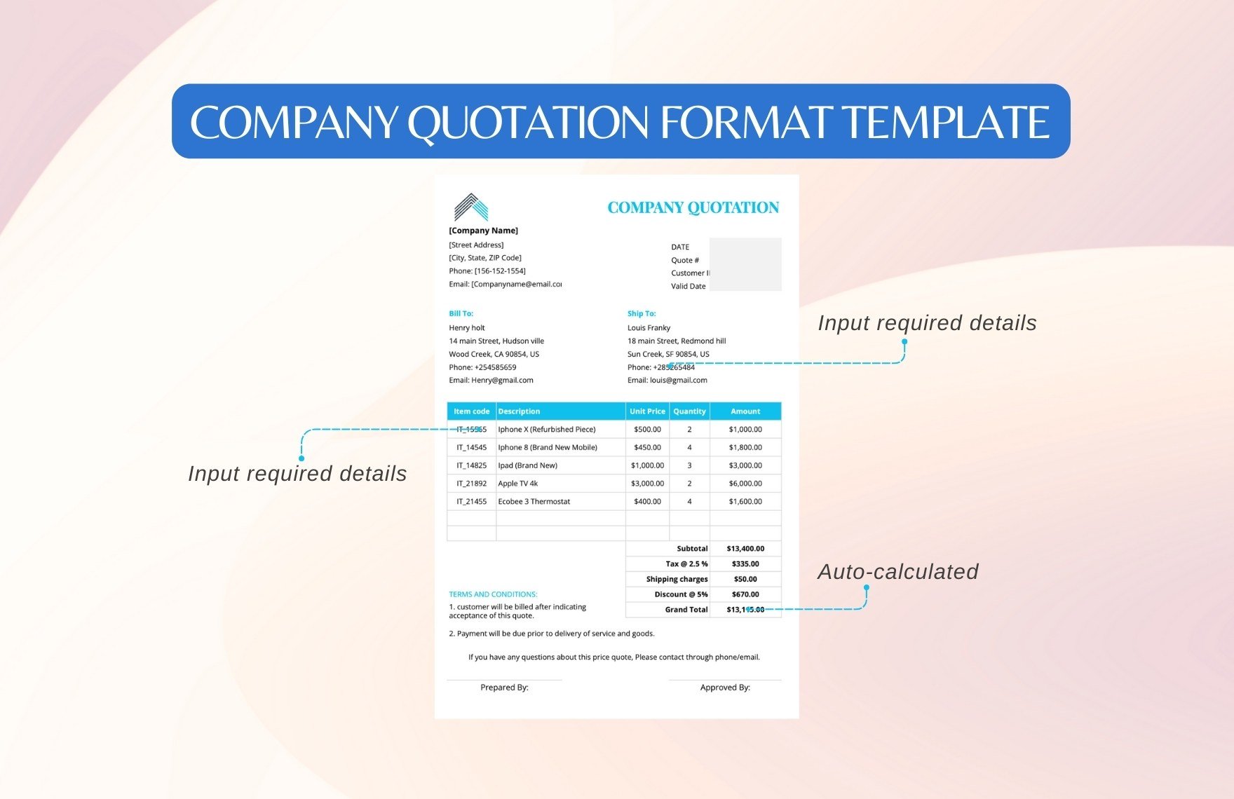 Company Quotation Format Template