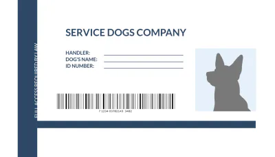 Free Blank Service Dog/Animal ID Card Template to Edit Online
