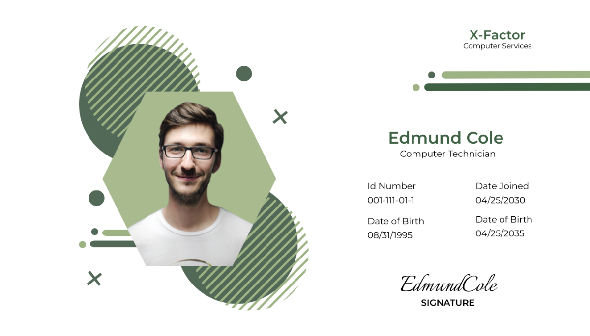 Computer Service ID Card Template