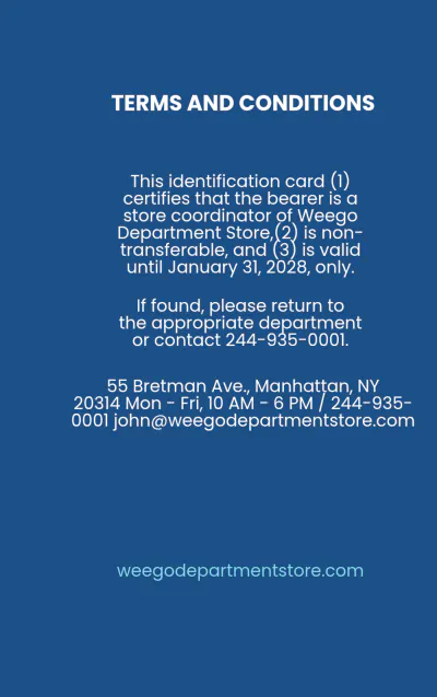 Free Department Store ID Card Template to Edit Online