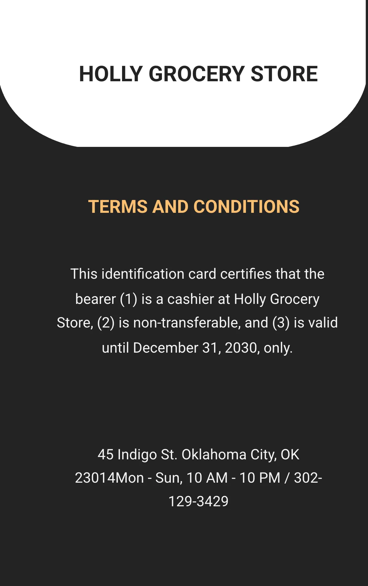 Free Grocery ID Card Template to Edit Online