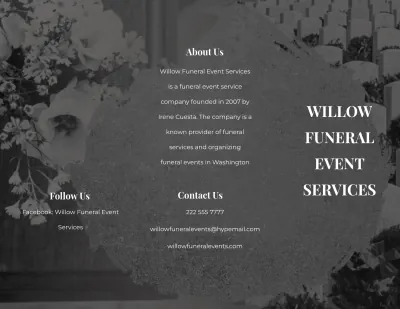 Free Funeral Event Tri-Fold Brochure Template to Edit Online