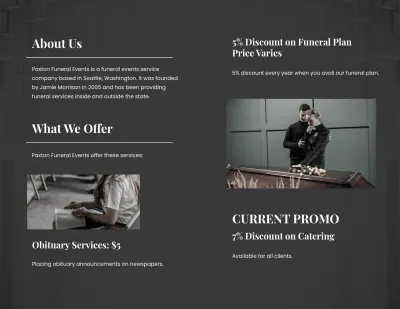 Free Funeral Event Bi-Fold Brochure Template to Edit Online