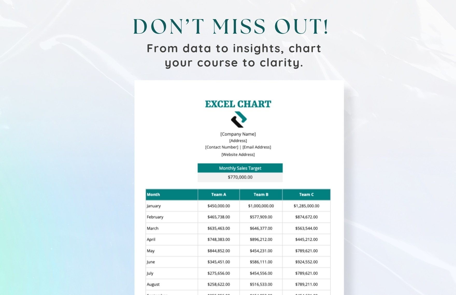 Sample Excel Chart Template