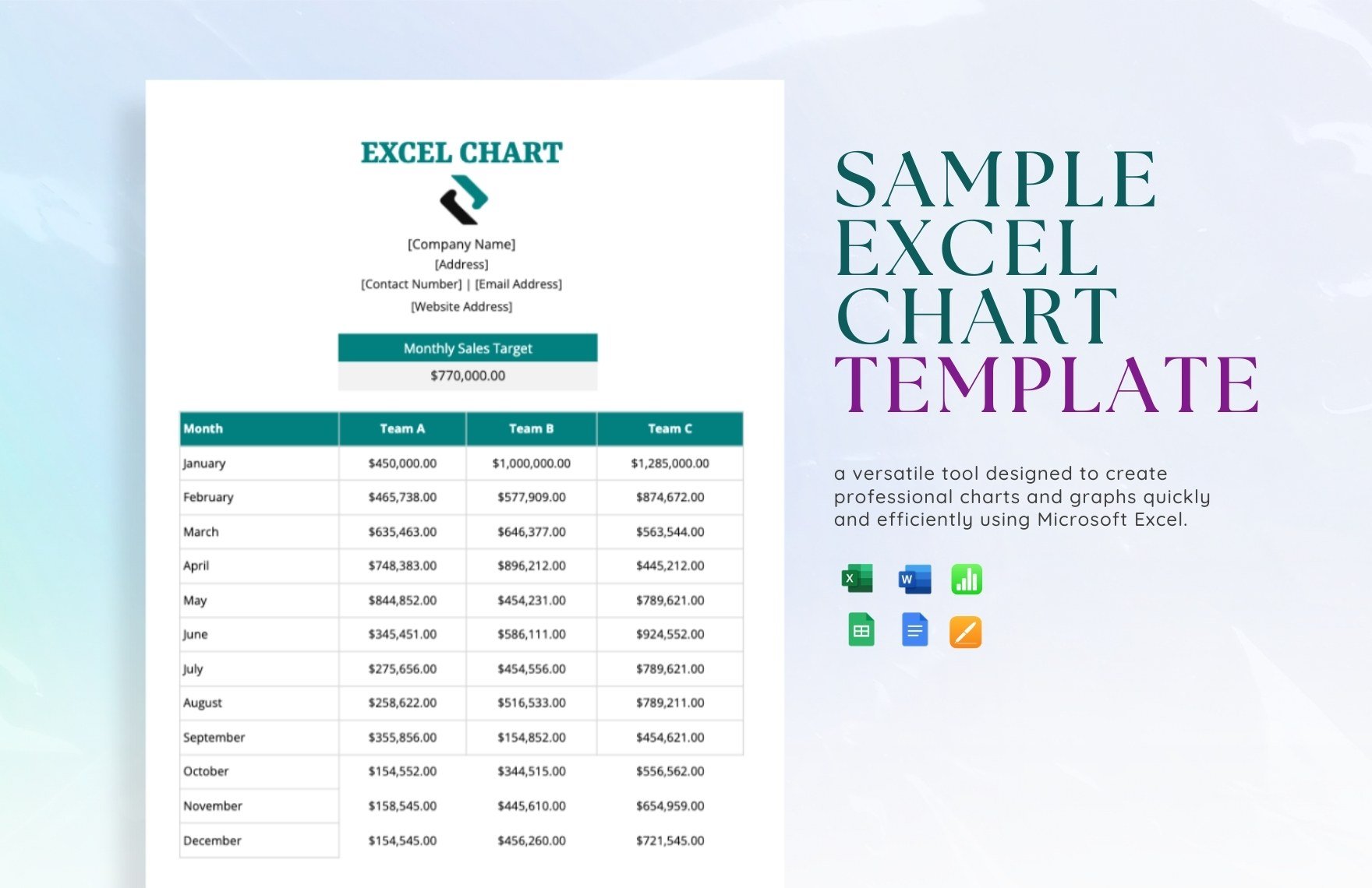 Sample Excel Chart Template in Word, Google Docs, Excel, Google Sheets, Apple Pages, Apple Numbers
