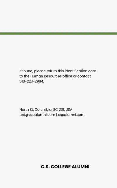 Free Alumni Association ID Card Template to Edit Online