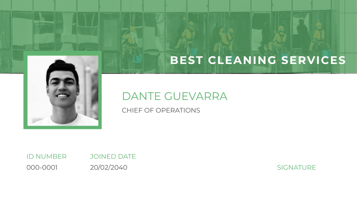 Cleaning Service ID Card