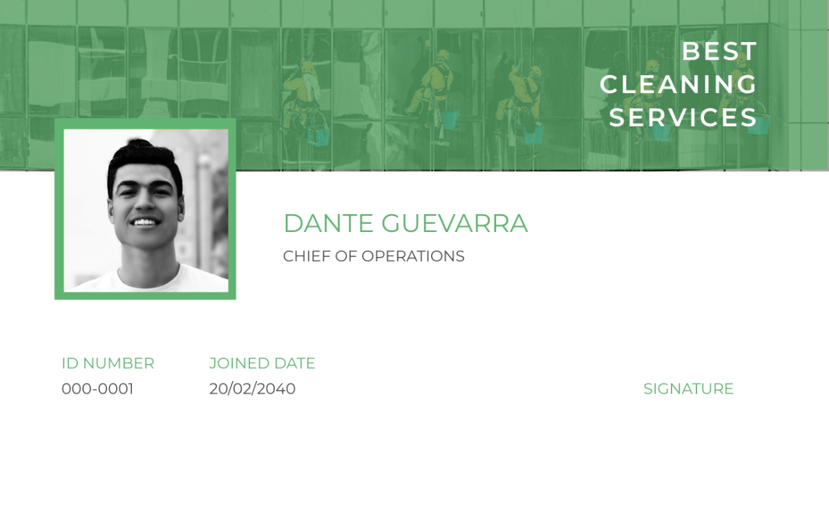 Cleaning Service ID Card Template