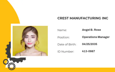 Free Manufacturing ID Card Template to Edit Online