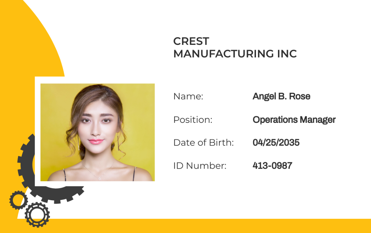 Free Manufacturing ID Card Template