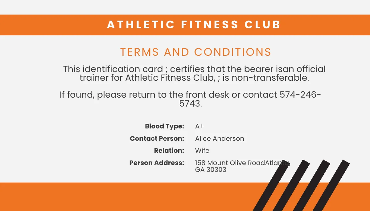 Free Personal Trainer ID Card Template to Edit Online