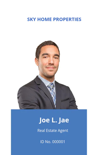 Free Professional Real Estate ID Card Template to Edit Online