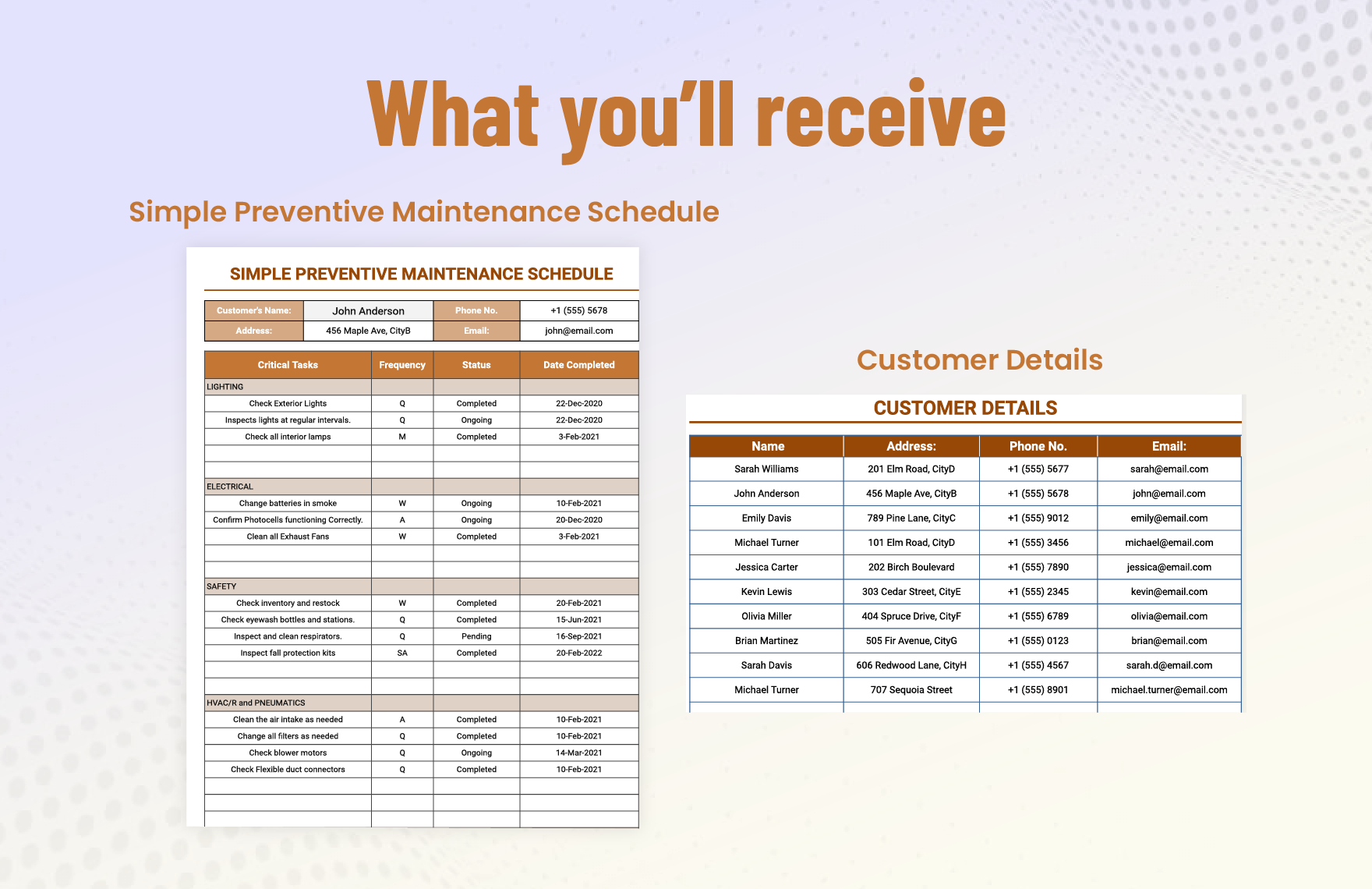 Simple Preventive Maintenance Schedule Template