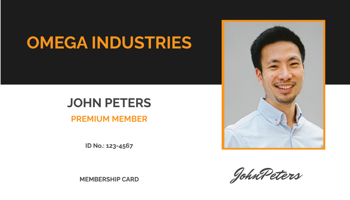 Sample Membership ID Card