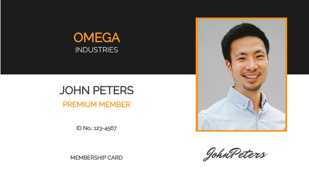 Sample Membership ID Card Template