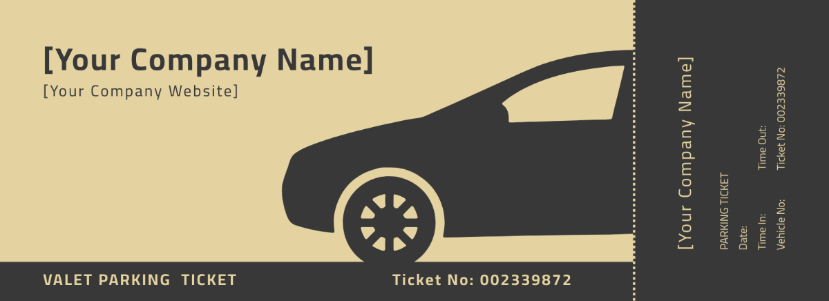 Valet Parking Ticket Template