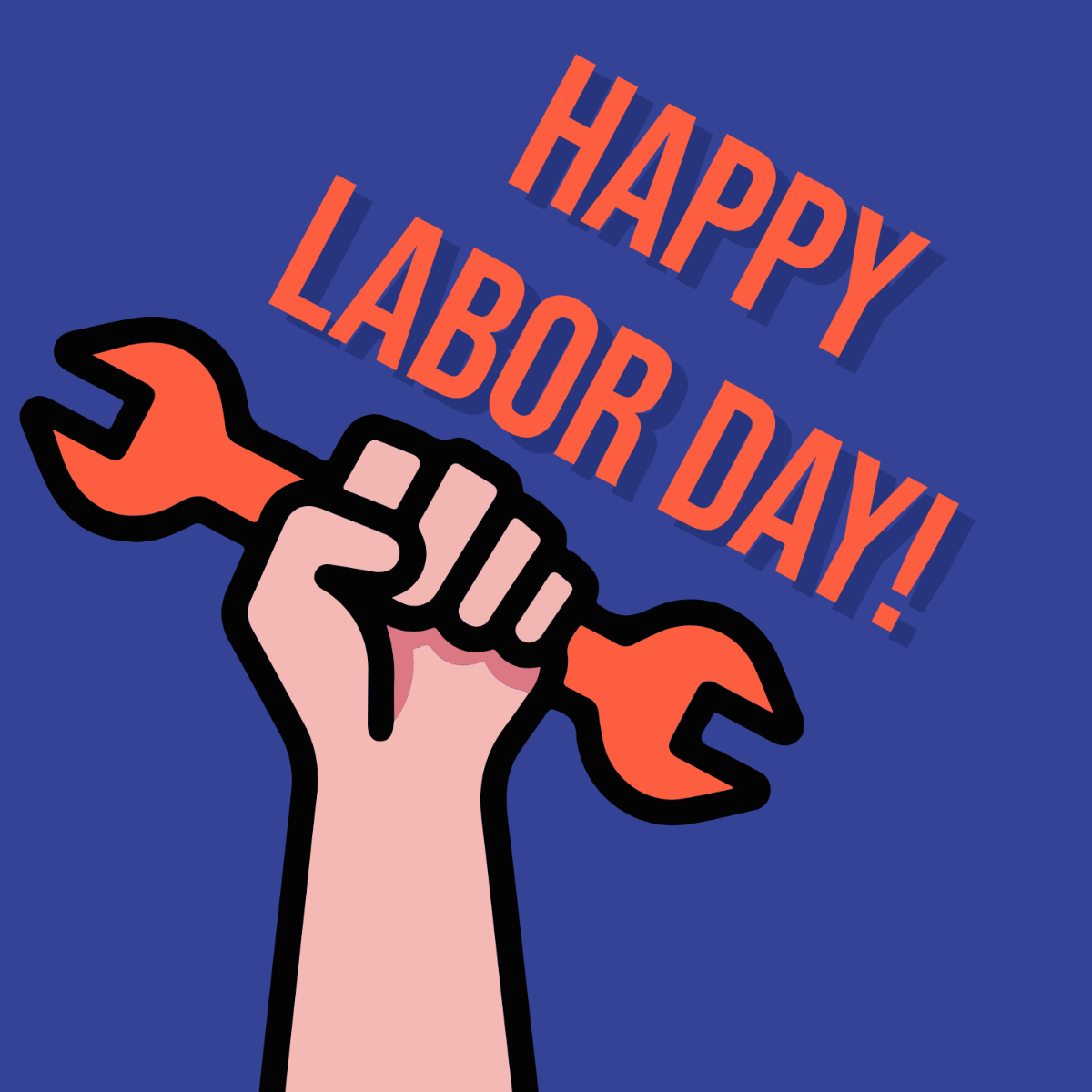 Happy Labor Day Outline Clip Art Template
