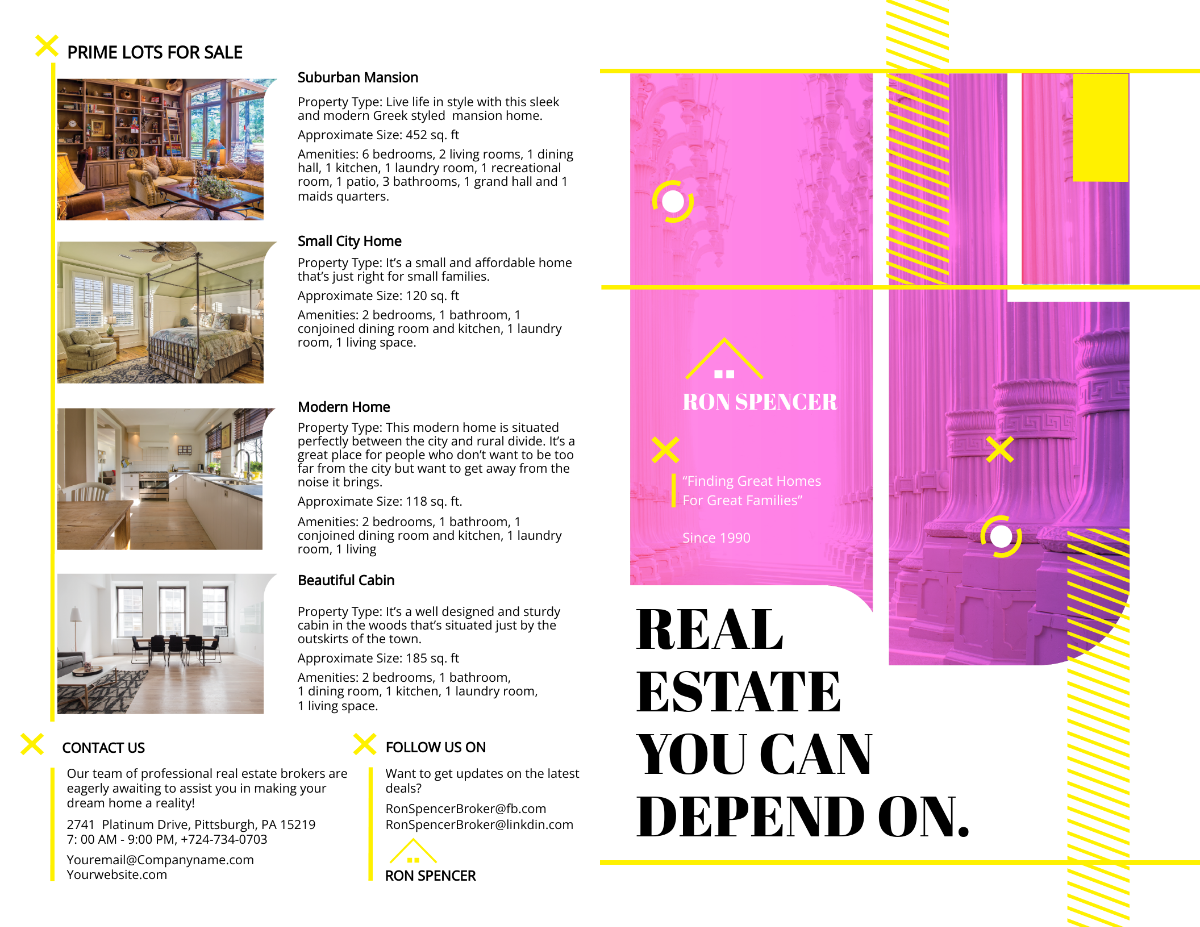 Real Estate Broker Marketing Bi-fold Brochure Template