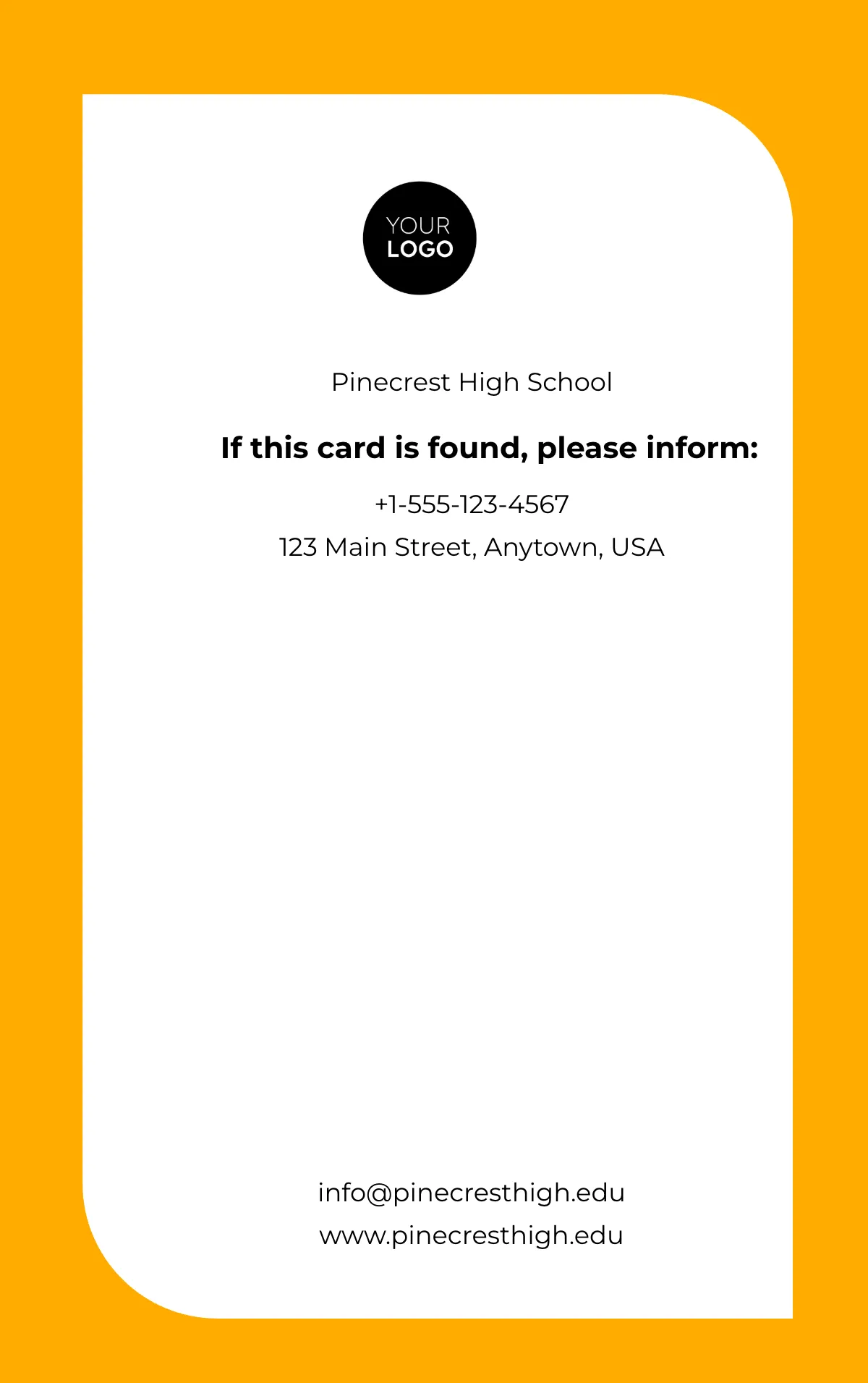 Free Editable School ID Card Template to Edit Online