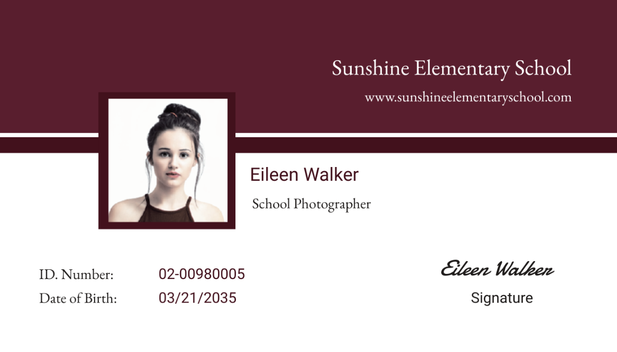 School Photographer ID Card