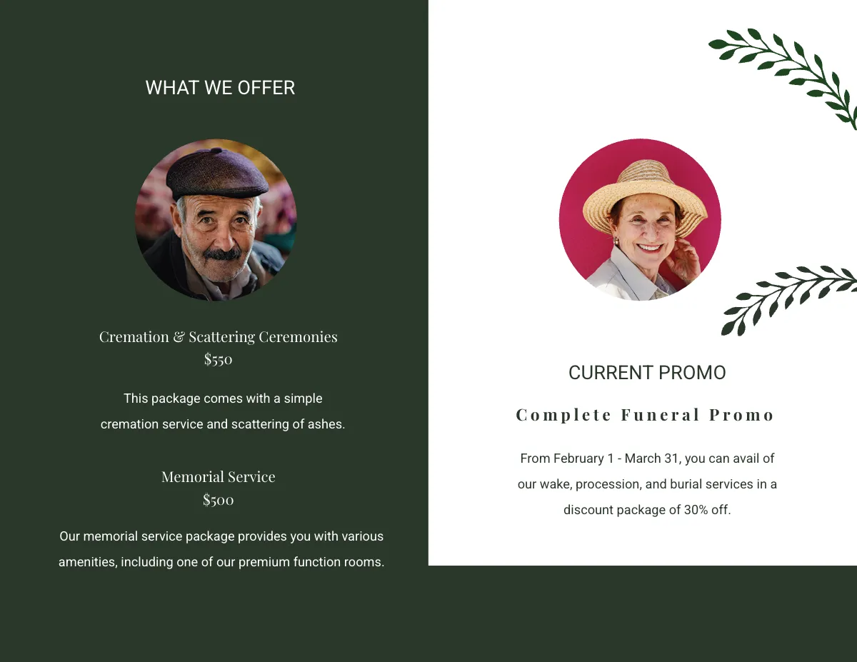 Free Editable Funeral Service Bi-Fold Brochure Template to Edit Online