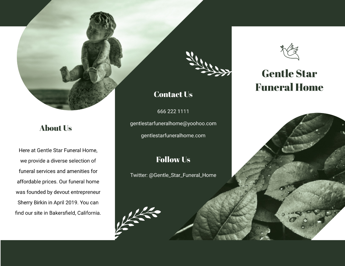 Editable Funeral Service Tri-Fold Brochure Template