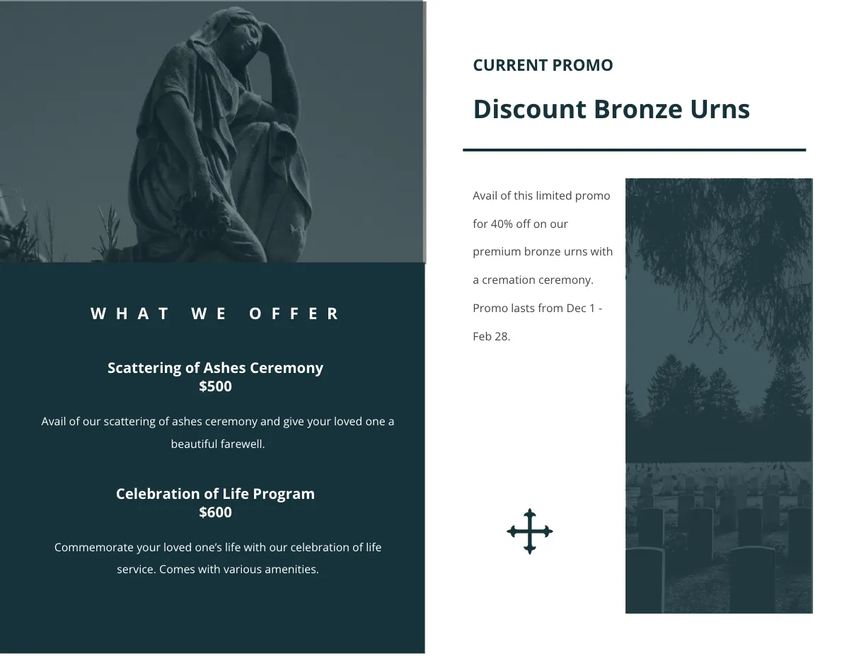 Free Minimalistic Funeral Memorial Bi-Fold Brochure Template to Edit Online