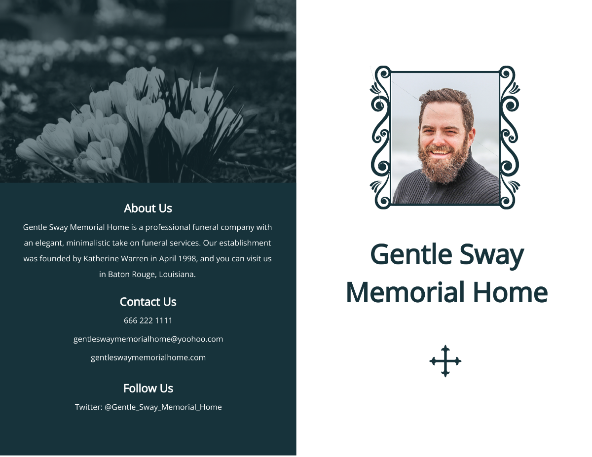 Minimalistic Funeral Memorial Bi-Fold Brochure Template