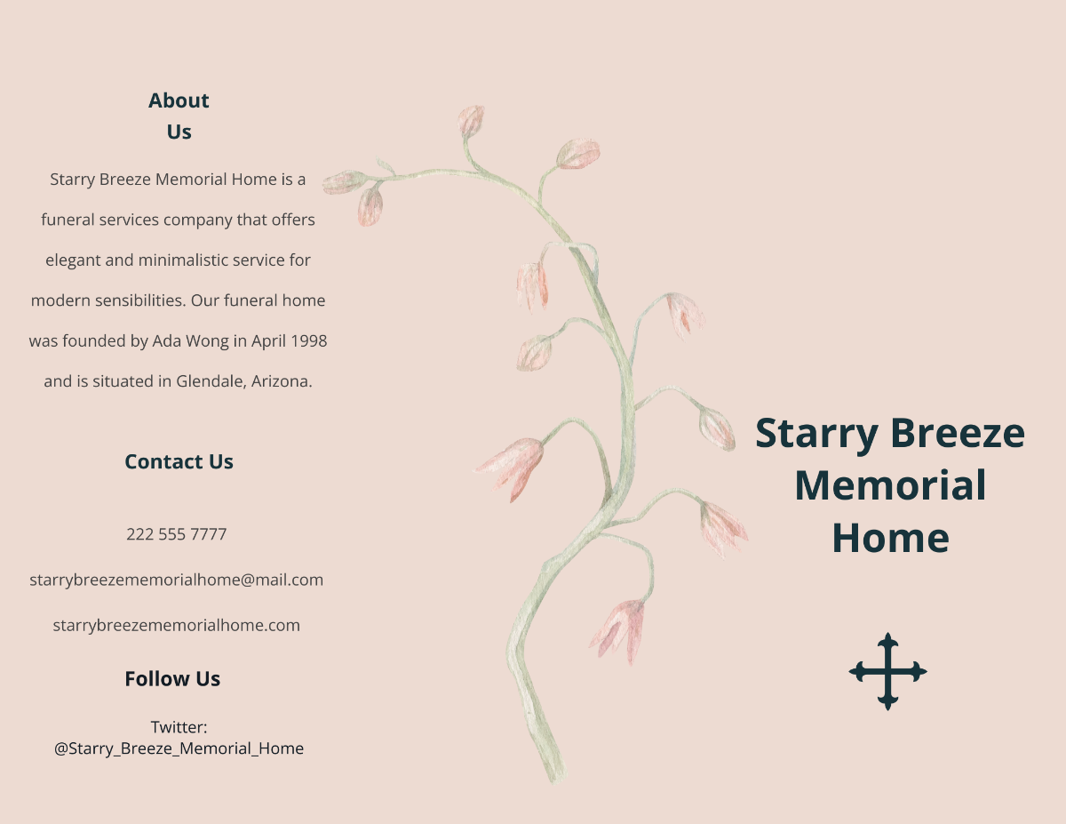 Minimalistic Funeral Memorial Tri-Fold Brochure Template - Edit Online & Download