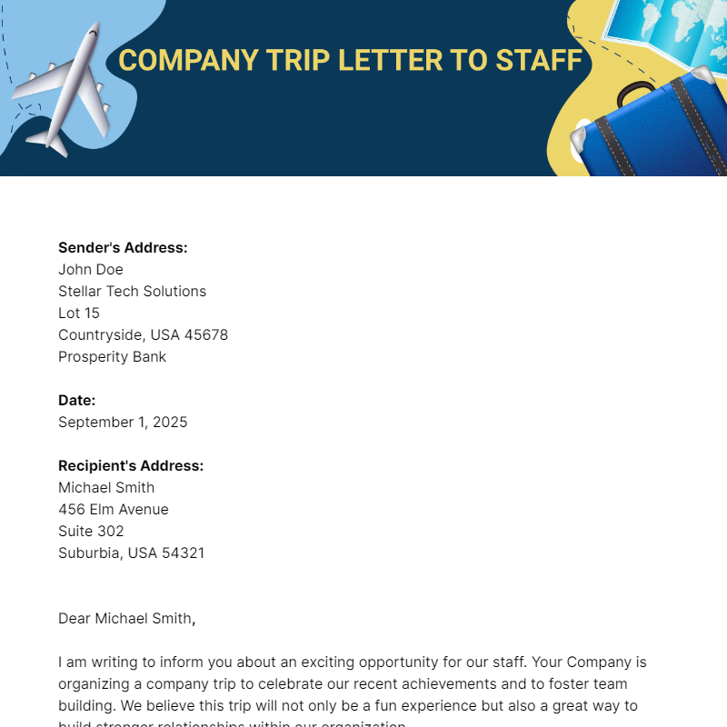 Company Trip Letter To Staff Template