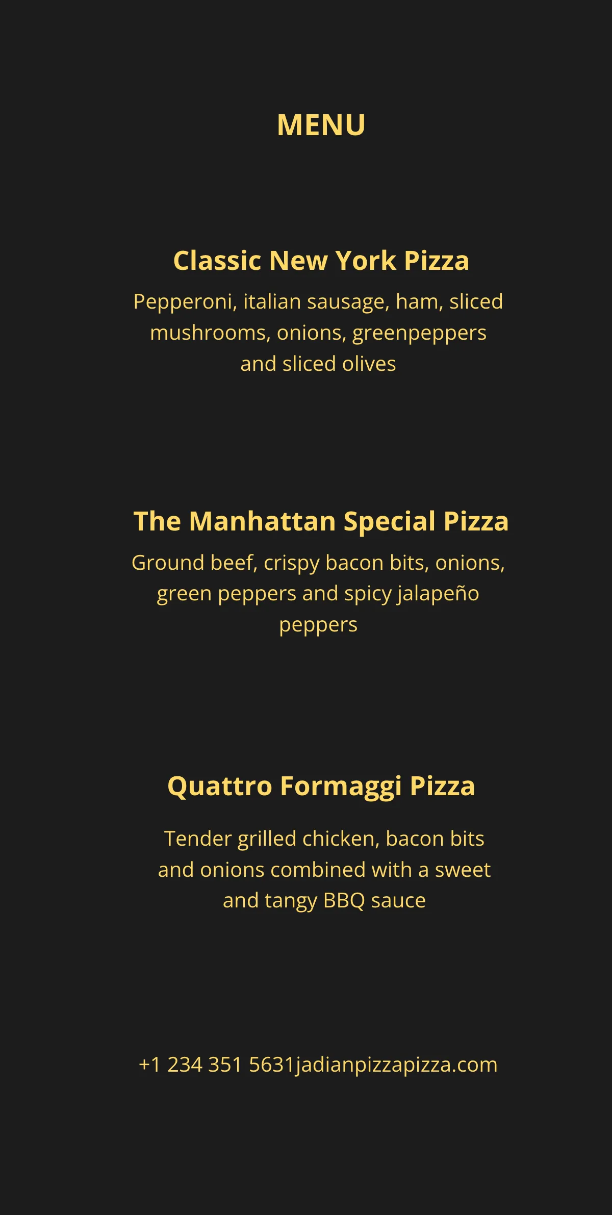 Free Pizza Menu DL Card Template to Edit Online
