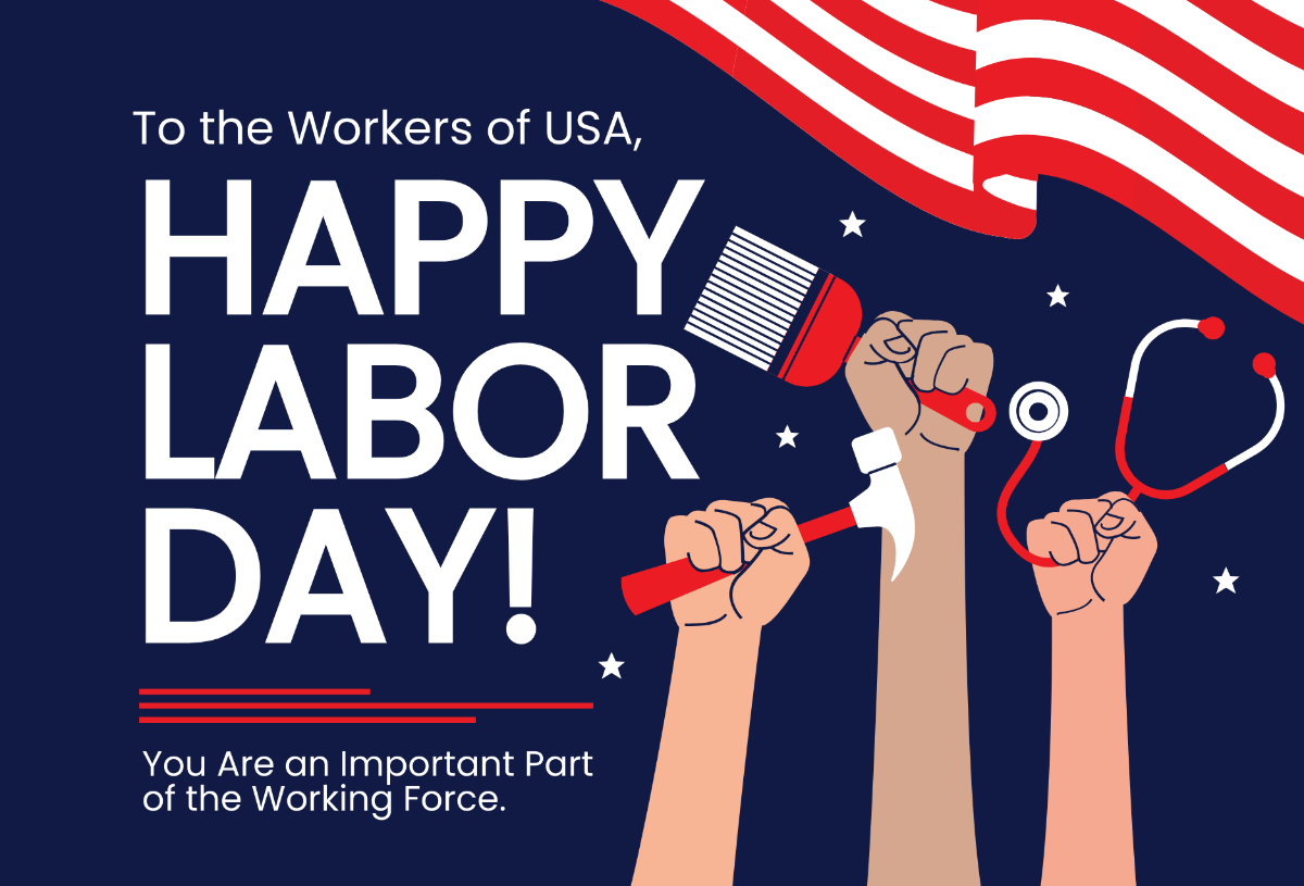 USA Labor Day Greeting Card Template